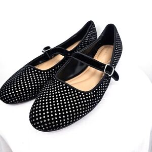 Kelly & Katie Black Velvet Ballet‎ Flats with Rhinestones Size 11